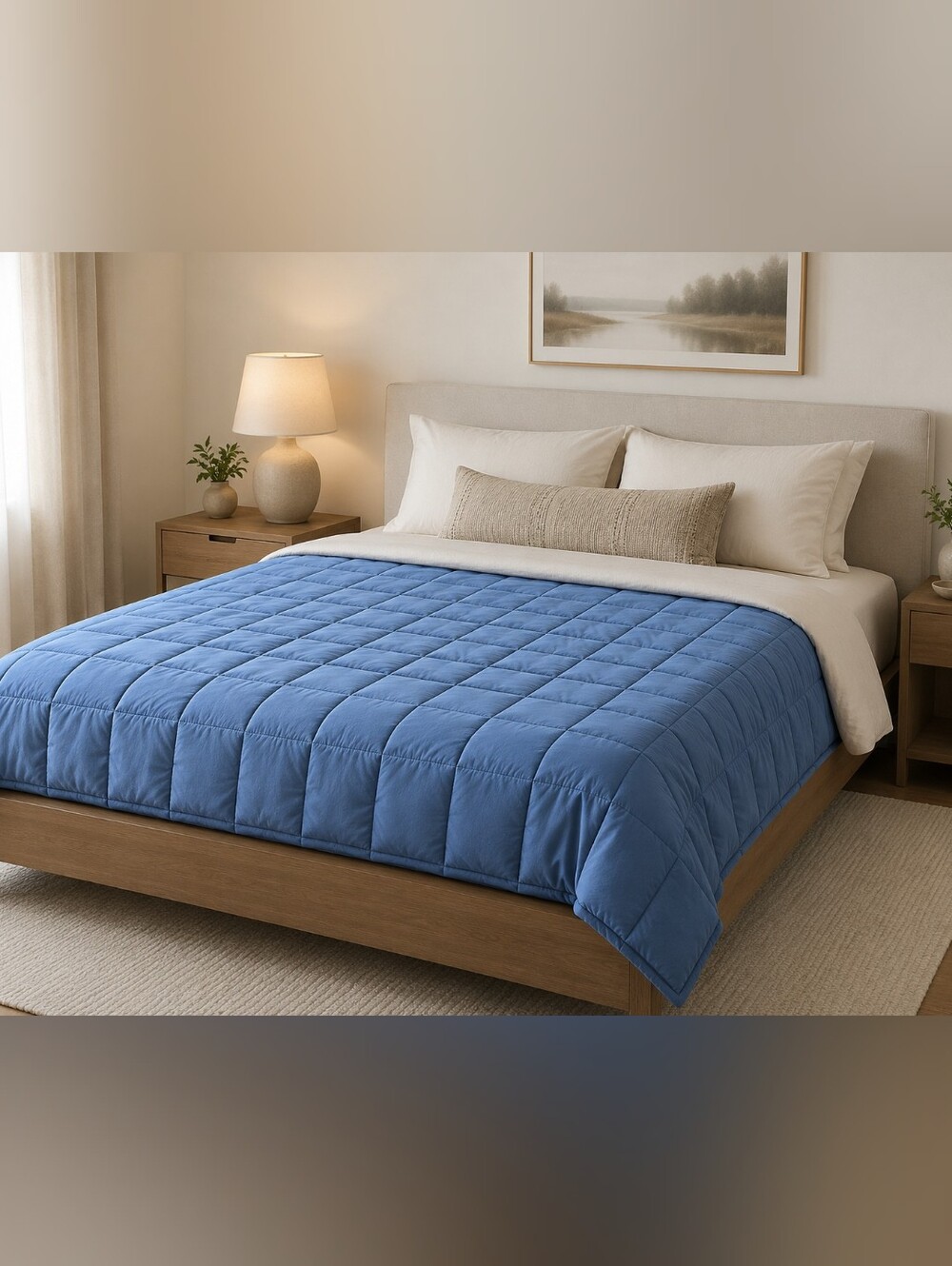 Bon Matin Blue Quilted 15lbs Weighted Blanket